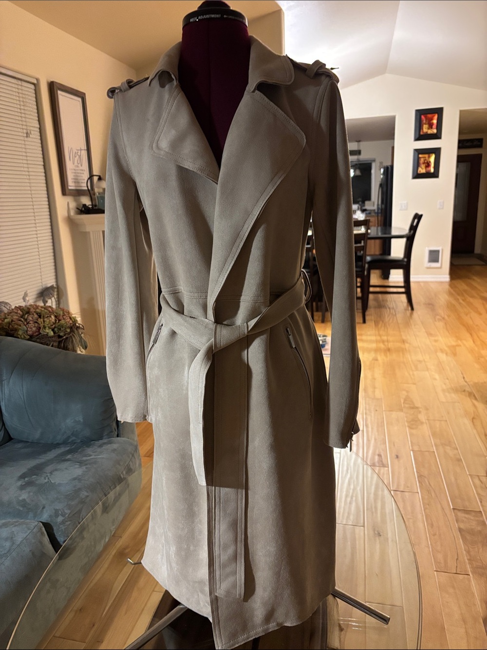 T Tahari Tan Taupe Trench Coat with Belt
